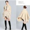 Hurtownie-Moda Luksusowe Handcraft Fur Coat Cape Long Big Cashmere Faux Fur Płaszcz Cloak Szal Kobiety Jesień Zimowe Okładki Poncho