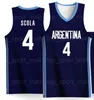 Camiseta de baloncesto del equipo de la Copa Mundial 2019 Argentina 12 Marcos DELIA 3 Luca VILDOZA 9 Nicolas BRUSSINO 10 Maximo FJELLERUP 4 Luis SCOLA GARINO