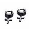 Punk Men Ear Stud Circle Round Cross Huggie Earrings for Men Small Crucifix Cuff Earings Stainless Steel Hip Hop Male Jewelry RRA2094