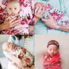 7 stijlen ins pasgeboren swaddling dekens bunny oor hoofdbanden set swaddle foto wrap doek bloemen pioen patroon baby fotografie rekwisieten M517