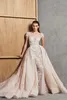 Zuhair Murad 2019 sjöjungfru bröllopsklänningar med avtagbar tåg Lace Applique pärlor Cap Sleeve Brudklänningar plus storlek Robe de Mariée