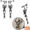 Pendientes colgantes de esqueleto de acero inoxidable 316L, barra de oreja de calavera, joyería para piercing para salón y suministros para Piercing