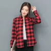 Neue Frauen Blusen Langarm Shirts Baumwolle Rot und Schwarz Flanell Kariertes Hemd Casual Weibliche Plus Größe Bluse Tops