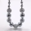 Silver Color Kid Chunky Beads Necklace Fashion Bubblegume Bead Chunky Necklace Jewelry Baby Kid Girl