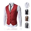 Fashion-Men Business Västar Formell Mäns Waistcoat Fashion Groom Tuxedos Wear BrideGroom Västar Casual Slim Vest Custom Made With Chain