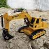 EMT E3 Remote Control Excavator& Digger, Boy RC Car Kid Electric Toys, 2.4G 10 Channels, 1:18 Scale, 680° Rotate, Simulation Sound& Lights, for Birthday Christmas Gifts, 2-1