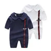 Retail Baby lapel Embroidery Romper 0-3 months Cotton Rompers Newborn baby bodysuit Children one-piece onesies Jumpsuits climbing clothes