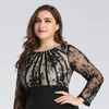 Mãe de laço de sereia preta da noiva vestidos lantejoulas mangas compridas casamento convidado vestido de chão plus size chiffon vestidos formais