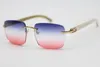 Новые модные солнцезащитные очки без оправы с белым рогом буйвола, популярные для мужчин и женщин 8300816, натуральные очки в оправе, размер 54-18-140 мм3013
