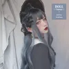 Buqi omber peruker långa 28 tum mörkblå vattenvåg slår värmebeständigt hår för kvinnor cosplay party prom lolita halloween1140032
