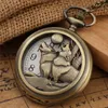 Bronze Wolf Hound Dog Bronze Copper Retro Women Men Quartz Pocket Watch Pendant Necklace Chain Gift Relogio De Bolso7312155