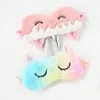 Unicorn Eye Mask Cartoon Eye Cover Plush Sunblock Eyeshade Travel Eye Patch Relax Aid Blindfolds Mode Tillbehör 6 Färger DHW3395