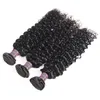 Ishow 8-28 Loose Wave 3/4 Human Hair Bundles with Lace Frontal Closure Peruvian Deep Kinky Curly Body Straight for Women All Ages Jet Black Color