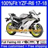 Injektionssats för Yamaha YZF600 YZF R6 YZF 600 YZF-R6 Glans Black Frame 17 18 248HM.25 YZF R 6 YZF-600 YZFR6 2017 2018 Fairing Body + 7Gifts