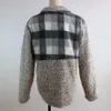 Kobiety Patchwork Pullover Z Długim Rękawem Zipper Sherpa Swetover Bluza Miękka Polar Platforma Outwear z kieszeniami Topy Hoodie Coat Ljja2891