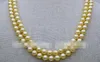 Livraison Gratuite 35 "6.5-7mm rond collier de perles d'or jaune akoya 14k or massif 17/18