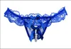 Transparent Sexy Underwear Women Thong Bow Lace Crotchless Intimates Women Sexy Panties Female Briefs + Pearl Beads Sex G String