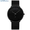 CRRJU 2150 Fashion men watches Top brand Causal Ultrathin Mesh Steel Wristwatch men Black sport waterproof Quartz Watch reloj6991246