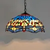 Tiffany Style Lights Dragonfly Plafond Hanglamp Gebrandschilderd Glas Cafe Stair Trappen Balkon Opknoping Lamp voor Decoration