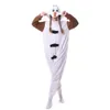 새로운 Unisex 성인 동물 눈사람 잠옷 만화 키 구미 온 쇼지 코스프레 의상 점프 슈트 크리스마스 선물 파티 착용