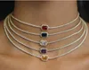 Iced Out Tenniskettingen Choker Kettingen Luxe Goud Zilver Mode Roze Geel Bling Strass Kraag Ketting Partij Sieraden Gift2594