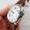 Womens Watches Fashion Men Leather Strap Quartz Movement Watch All Dial Work Chronograph Wristwatch Roman Scale Analog Casual Wristwatches Lifestyle Wat