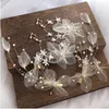 Korean bridal headdress XianMei nude silk gauze gold powder flower hairpin wedding dress accessories