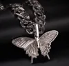 14K Iced Out Diamond Big Size Butterfly Pendant Necklace with Big Locked Bling Micro Pave Cubic Zirconia Simulated Diamonds Only P9486512