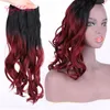 Burgundia Wiązki Z Zamknięciem Szyć W Hair Extensions 16 18 20inch Maszyna Double Wefts Wave Wave Włosy Uwagi syntetyczne Marley Moda