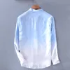 2019 neue Ankunft Herren Gradient Leinen Lässige Hemd Langarm Pure Flachs Hemd Herren Marke Mode Sommer Shirts Männliche Chemise