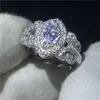 Choucong anillo de mariposa de moda 5A Zircon Cz Plata de Ley 925 anillos de compromiso para boda para mujeres y hombres joyería de fiesta