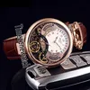 Bovet Amadeo Fleurier Tourbillon orologio svizzero al quarzo da uomo scheletro in oro giallo quadrante nero indici romani in pelle nera Timezonewatch288k