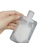 500pcs Stand Up Plastic Bag Embalagem bico Bolsa para Líquido Creme Amostra de armazenamento 30ml 50ml 100ml tampa flip Screw Cap SN1170