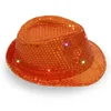 LEDジャズ帽子点滅ライトアップFedora Caps Sequin Cap Fancy Drand Party Hat Unisex Hip-Hop Jazz Lamp Luminous Hat GGA2564