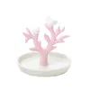 [DDisplay] الخزف الطيور شجرة الوردي علبة مجوهرات شخصية سوار الأبيض المنظم لوحة البريق ليتل بنات أقراط عرض حامل