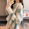 Moda- Pullover e maglioni Maglioni in maglia con nappe Maglioni colorati a righe larghe Vestaglia oneck pull femme coreana