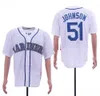 Vintage 2015 Hall of Fame Montreal Expos 51 Randy Johnson Baseball Jerseys Billiga Pinstripe White Blue Randy Johnson Stitched Shirts M-XXXL