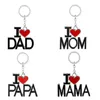 Heart Design Key Chain I Love MOM DAD Jewelry Metal Family Keychains Keyrings Birthday Gifts for PAPA MAMA Fashion Car Key Ring Holder