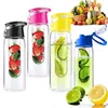 Obst Wasserflasche Sport Fitness Gesundheit Flaschen Silikon Saft machen Flasche Camping Reiseflaschen mit Tee-Ei EEA392