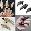 Europe and the United States foreign trade black gold ring set auger talons nails Diamond-encrusted fingernail eagle claw ring