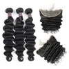 Ishow Bundles de cheveux humains profonds brésiliens avec fermeture Kinky Curly Straight 3/4 PCS avec dentelle frontale corps péruvien pour femmes de tous âges couleur noire naturelle 8-28 pouces