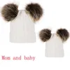 Party Hats Designer Knit Hat Parent-child Winter Warm Mom Baby Beanie Ski Cap Head Hooded Caps for Women Girls Kids with Hair Ball EEA560 Selling Hot