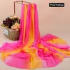 Fashion Gradient Rainbow Color Chiffon Lady Scarf stor storlek Chiffon Silk Body Head Scarves Shawls Hijab Scarf Neckerchief205j