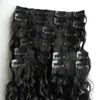 Haarklem Menselijk Haar 8 Stuks / Set Braziliaanse Remy Kinky Krullende Clip in Human Hair Extensions Natural Color 8 Pieces / Set Full Head Sets 10 "-26"