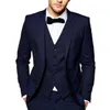 Three Piece Navy Blue Wedding Groomsmen Tuxedos for Groom Wear Business Party Men Suits Custom Made Jacket Vest Pants