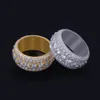 S925 Silver Rings Men FashionHip Hop Rapper Women Real Gold Plated Ring Man Hiphop Bling 3A Cubic Zirconia Men's Finger Rings