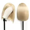 13x6 Blond spetsfront peruk brasiliansk 1B 613 Kort bob spets främre mänskliga hår peruker för svarta kvinnor transparent8403702