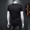 2023 Summer New Men's Tops kortärmade t-shirts runda hals smala fashionabla stiliga bokstaven trycker merceriserad bomull halv2884