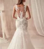 V-neck See Though Top Lace Wedding Dress Bridal Gowns 2020 New Fashion Mermaid Style Applique Draped Tulle Vestidos De Novia Party Dress