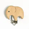 Clip en bois de hêtre gravé d'animaux de dessin animé, Clips de sucette factice en bois, bricolage inachevé, porte-sucette de dentition pour bébé, motifs multiples